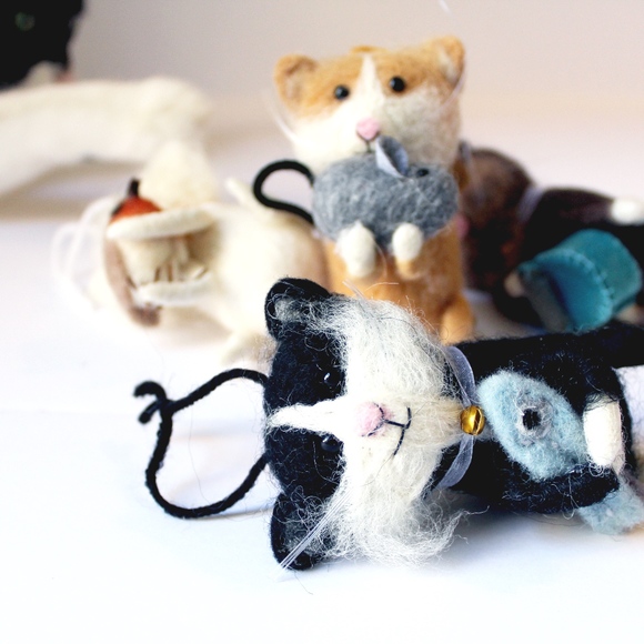 Hand Felted Special Mischievous Kitten Ornament - Picture 2 of 5